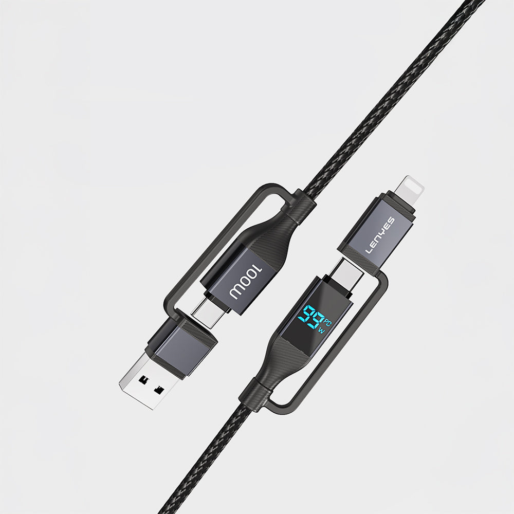 Lenyes LC542 Dijital Göstergeli 4in1 USB-A - Type-C + Type-C to Lightning 100W 1M Lenyes LC542 Dijital Göstergeli 4in1 USB-A - Type-C + Type-C to Lightning 100W 1M